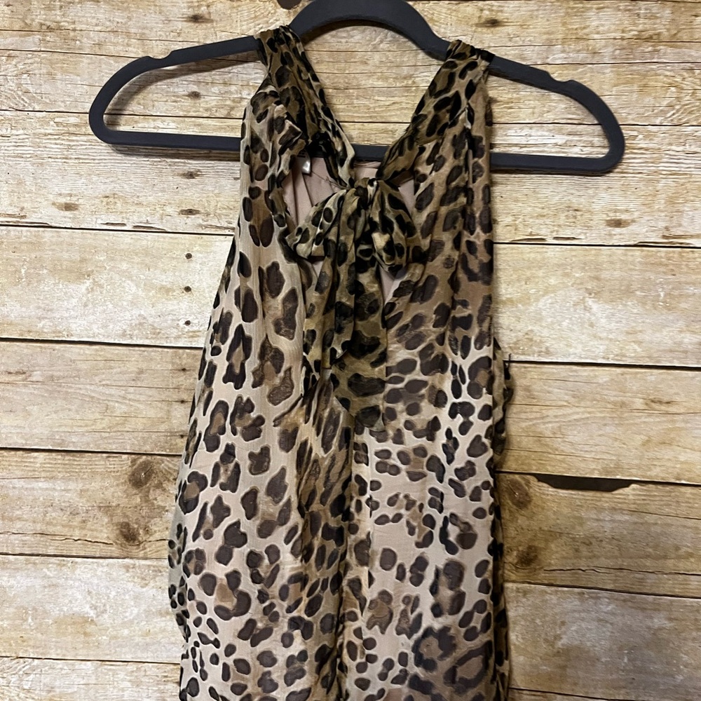 Cache’ Beaded Animal Print Halter Top With Keyhol… - image 3